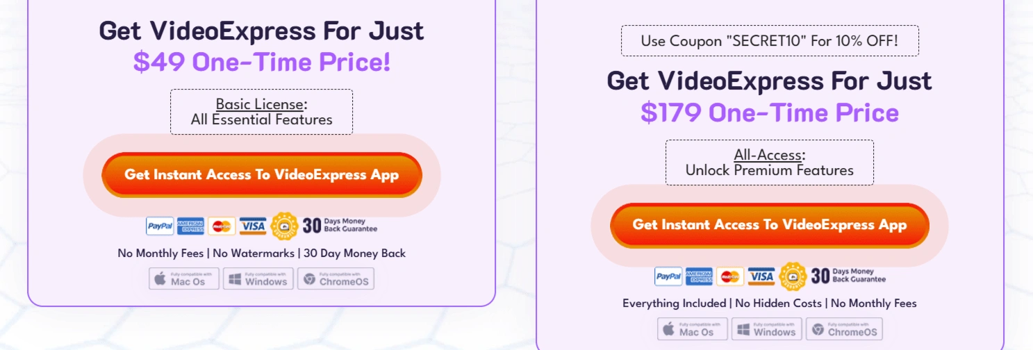 VideoExpress AI Pricing Plans